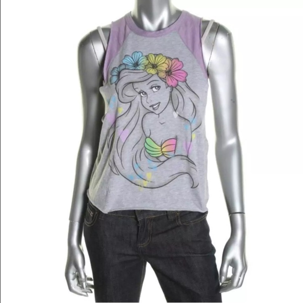 - Disney XS Ariel Cropped Raglan Muscle Tee! NEW!